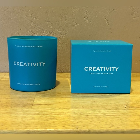 JILL & ALLY CREATIVITY Crystal Manifestation Candle With Genuine Opal Gemstone - Picture 4 of 9